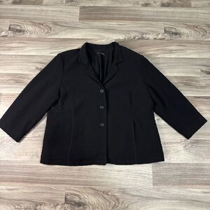 Eileen Fisher Black Textured Knit Lined 3 Button Front Blazer Jacket Size 2X